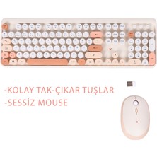 Twotech Renkli Tuşlu Kablosuz Türkçe Q Klavye+Mouse Seti