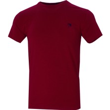 Varetta Erkek Koyu Bordo Bisiklet Yaka Likralı Pamuklu Kısa Kollu T Shirt