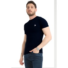 Varetta Erkek Kuzguni Siyah Bisiklet Yaka Likralı Pamuklu Kısa Kollu T Shirt