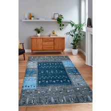 Napoli Home Dijital Baskılı Kaymaz Taban Yıkanabilir Etnik Yolluk Mutfak Salon Halısı, N-Etnik-16-Mavi,