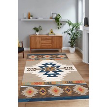 Napoli Home Dijital Baskılı Kaymaz Taban Yıkanabilir Etnik Yolluk Mutfak Salon Halısı, N-Etnik-05-Renkli,