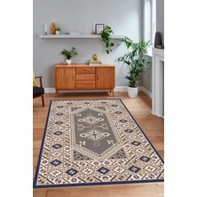 Napoli Home Dijital Baskılı Kaymaz Taban Yıkanabilir Etnik Yolluk Mutfak Salon Halısı, N-Etnik-08-Lacevert,