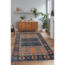 Napoli Home Dijital Baskılı Kaymaz Taban Yıkanabilir Etnik Yolluk Mutfak Salon Halısı, N-Etnik-11-Lacivert,