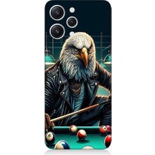 Teknomeg Xiaomi Redmi 12 Uyumlu Bilardo Oynayan Deri Ceketli Kartal Desenli Silikon Kılıf
