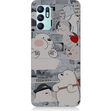 Teknomeg Oppo Reno 6 Uyumlu Yaramaz Kutup Ayısı Desenli Silikon Kılıf