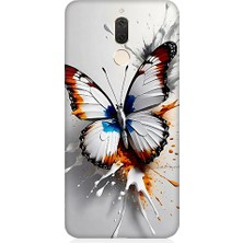 Teknomeg Huawei Mate 10 Lite Uyumlu Beyaz Kelebek Desenli Silikon Kılıf