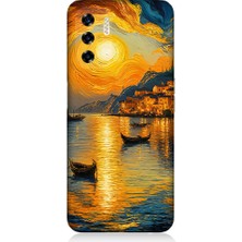 Teknomeg Reeder P13 Blue 2022 Uyumlu Gün Batımı Manzara Desenli Silikon Kılıf