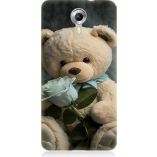 Teknomeg General Mobile Discovery 4g Uyumlu Peluş Ayı ve Gül Desenli Silikon Kılıf