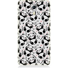 Teknomeg General Mobile Discovery 4g Uyumlu Siyah Beyaz Kalpli Pandalar Desenli Silikon Kılıf