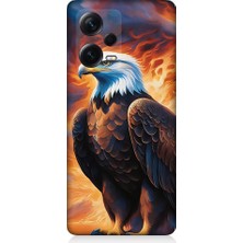 Teknomeg Xiaomi Redmi Note 12 Pro Plus Uyumlu Siyah Beyaz Kartal Desenli Silikon Kılıf