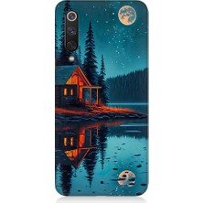 Teknomeg Xiaomi Mi 9 Se Uyumlu Ay ve Ahşap Ev Desenli Silikon Kılıf