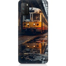 Teknomeg Xiaomi Poco M3 Uyumlu Eski Sarı Tren Desenli Silikon Kılıf