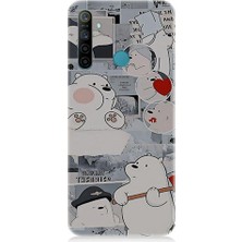 Teknomeg Realme 5i Uyumlu Yaramaz Kutup Ayısı Desenli Silikon Kılıf