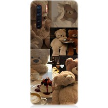 Teknomeg Oppo Reno 3 Uyumlu Sevgili Aşık Ayılar Desenli Silikon Kılıf