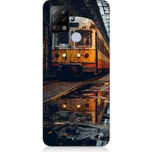 Teknomeg Tecno Pova Uyumlu Eski Sarı Tren Desenli Silikon Kılıf