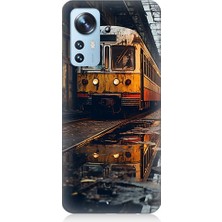 Teknomeg Xiaomi 12 Uyumlu Eski Sarı Tren Desenli Silikon Kılıf