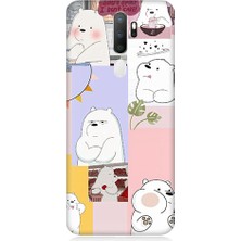 Teknomeg Oppo A5 2020 Uyumlu Beyaz Pandalar Desenli Silikon Kılıf