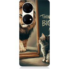 Teknomeg Huawei P50 Pro Uyumlu Büyük Düşün Desenli Silikon Kılıf