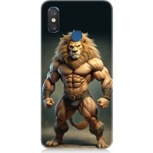 Teknomeg Xiaomi Mi 8 Uyumlu Kaslı Aslan Desenli Silikon Kılıf