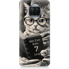 Teknomeg Xiaomi Mi 10T Lite Uyumlu Kitap Okuyan Kedi Desenli Silikon Kılıf