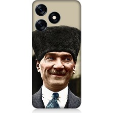 Teknomeg Tecno Spark 10 Uyumlu Mustafa Kemal Atatürk Desenli Silikon Kılıf