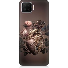 Teknomeg Oppo A73 Uyumlu Kalp ve Gül Desenli Silikon Kılıf