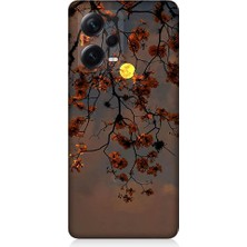 Teknomeg Xiaomi Redmi Note 12 Pro Plus Uyumlu Ay Içinde Kırmızı Ağaç Dalı Desenli Silikon Kılıf