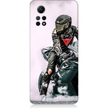 Teknomeg Xiaomi Redmi Note 12 Pro 4g Uyumlu Yarış Motosikleti Desenli Silikon Kılıf