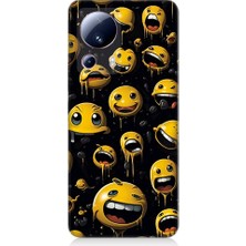 Teknomeg Xiaomi Mi 13 Lite Uyumlu Tuhaf Smiley'ler Desenli Silikon Kılıf