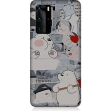 Teknomeg Huawei P40 Pro Uyumlu Yaramaz Kutup Ayısı Desenli Silikon Kılıf