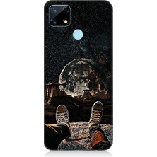Teknomeg Realme 12 Uyumlu Yıldızlı Bir Gece ve Ay Desenli Silikon Kılıf