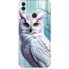 Teknomeg Huawei Honor 8c Uyumlu Beyaz Baykuş Desenli Silikon Kılıf