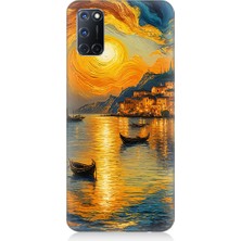 Teknomeg Oppo A92 Uyumlu Gün Batımı Manzara Desenli Silikon Kılıf