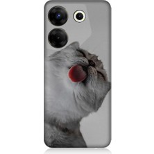 Teknomeg Tecno Camon 20 Pro 5g Uyumlu Dilini Çıkaran Kedi Desenli Silikon Kılıf