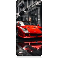 Teknomeg Xiaomi Redmi Note 12 Pro Plus Uyumlu Kırmızı Spor Araba Desenli Silikon Kılıf
