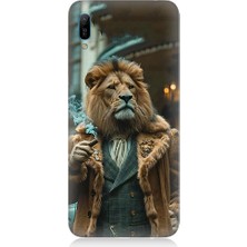 Teknomeg Huawei Y6 2019 Uyumlu Puro Içen Aslan Desenli Silikon Kılıf
