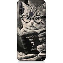 Teknomeg Huawei P40 Lite E Uyumlu Kitap Okuyan Kedi Desenli Silikon Kılıf
