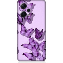 Teknomeg Xiaomi Redmi Note 12 Pro Plus Uyumlu Mor Kelebekler Desenli Silikon Kılıf