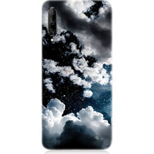 Teknomeg Huawei P Smart Pro Uyumlu Bulutlu Bir Gece ve Yıldızlar  Desenli Silikon Kılıf