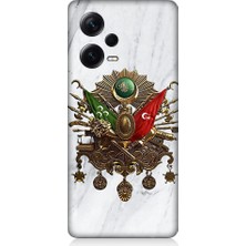Teknomeg Xiaomi Redmi Note 12 Pro Plus Uyumlu Mermer Fonda Osmanlı Nişanı Desenli Silikon Kılıf