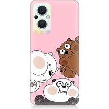 Teknomeg Oppo Reno 7 Lite Uyumlu Sevimli Ayıcıklar Desenli Silikon Kılıf