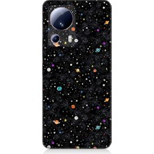 Teknomeg Xiaomi Mi 13 Lite Uyumlu Uzay ve Gezegenler Desenli Silikon Kılıf