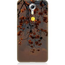 Teknomeg General Mobile Discovery 4g Uyumlu Ay Içinde Kırmızı Ağaç Dalı Desenli Silikon Kılıf