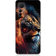 Teknomeg Xiaomi Mi 12 Pro Uyumlu Siyah Fon Aslan Desenli Silikon Kılıf