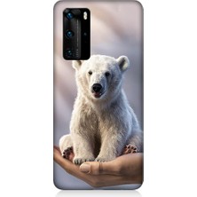 Teknomeg Huawei P40 Pro Uyumlu Sevimli Kutup Ayısı  Desenli Silikon Kılıf