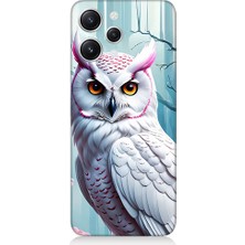 Teknomeg Xiaomi Redmi 12 Uyumlu Beyaz Baykuş Desenli Silikon Kılıf
