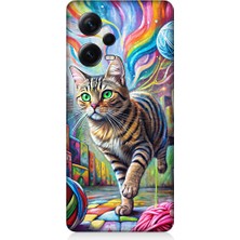 Teknomeg Xiaomi Redmi Note 12 Pro Plus Uyumlu Renkli Yumaklar ve Kedi Desenli Silikon Kılıf