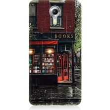 Teknomeg General Mobile Discovery 4g Uyumlu Köşedeki Kitabevi Desenli Silikon Kılıf