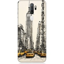 Teknomeg Oppo A5 2020 Uyumlu New York ve Taksiler Desenli Silikon Kılıf