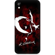 Teknomeg Huawei Honor 8s Uyumlu Bayrak ve Atatürk Imza Desenli Silikon Kılıf